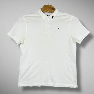 J Lindeberg Polo Shirt Men XXL‎ White Black Logo Short Sleeve Golf Tour Preppy